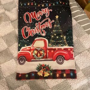 Festive Red Christmas Truck Garden Flag